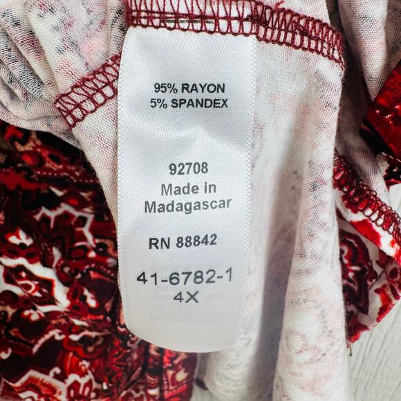 Women's Red Patterned Top - Picture 5 of 9